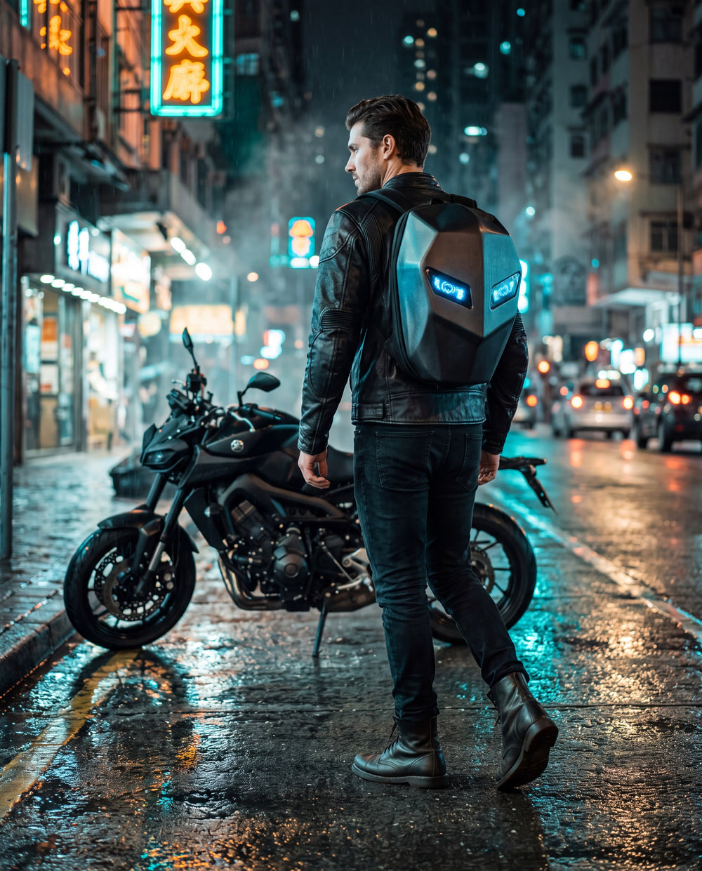LED Eyes Hard-Shell Helmet Backpack